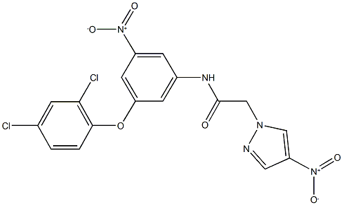 N-{3-(2,4-dichlorophenoxy)-5-nitrophenyl}-2-{4-nitro-1H-pyrazol-1-yl}acetamide 구조식 이미지