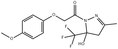 1-[(4-methoxyphenoxy)acetyl]-3-methyl-5-(trifluoromethyl)-4,5-dihydro-1H-pyrazol-5-ol 구조식 이미지