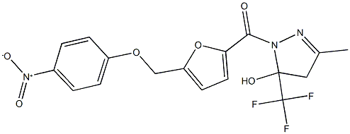 1-[5-({4-nitrophenoxy}methyl)-2-furoyl]-3-methyl-5-(trifluoromethyl)-4,5-dihydro-1H-pyrazol-5-ol Structure