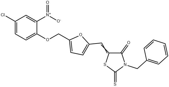 3-benzyl-5-{[5-({4-chloro-2-nitrophenoxy}methyl)-2-furyl]methylene}-2-thioxo-1,3-thiazolidin-4-one 구조식 이미지