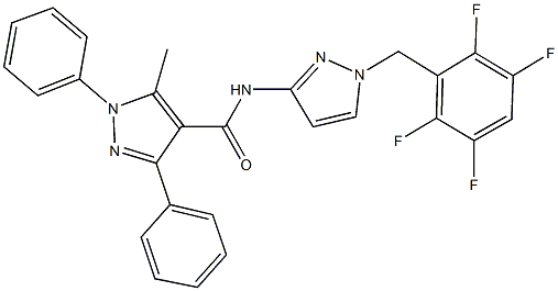 5-methyl-1,3-diphenyl-N-[1-(2,3,5,6-tetrafluorobenzyl)-1H-pyrazol-3-yl]-1H-pyrazole-4-carboxamide Structure