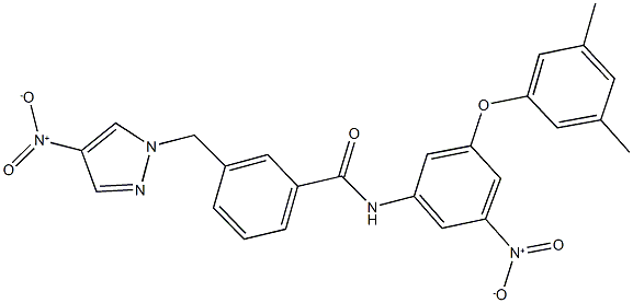 N-{3-(3,5-dimethylphenoxy)-5-nitrophenyl}-3-({4-nitro-1H-pyrazol-1-yl}methyl)benzamide 구조식 이미지