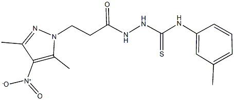 2-(3-{4-nitro-3,5-dimethyl-1H-pyrazol-1-yl}propanoyl)-N-(3-methylphenyl)hydrazinecarbothioamide 구조식 이미지