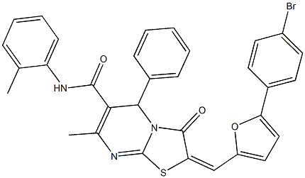 2-{[5-(4-bromophenyl)-2-furyl]methylene}-7-methyl-N-(2-methylphenyl)-3-oxo-5-phenyl-2,3-dihydro-5H-[1,3]thiazolo[3,2-a]pyrimidine-6-carboxamide Structure