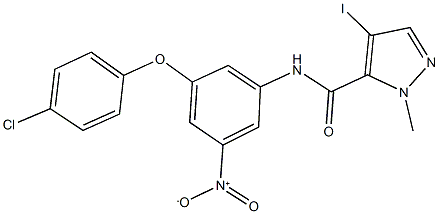 N-{3-(4-chlorophenoxy)-5-nitrophenyl}-4-iodo-1-methyl-1H-pyrazole-5-carboxamide 구조식 이미지