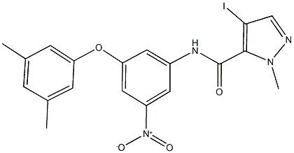 N-{3-(3,5-dimethylphenoxy)-5-nitrophenyl}-4-iodo-1-methyl-1H-pyrazole-5-carboxamide 구조식 이미지