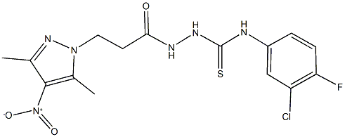 N-(3-chloro-4-fluorophenyl)-2-(3-{4-nitro-3,5-dimethyl-1H-pyrazol-1-yl}propanoyl)hydrazinecarbothioamide Structure