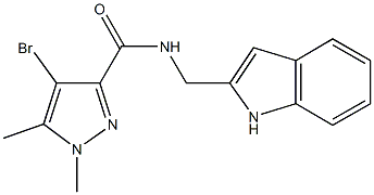 4-bromo-N-(1H-indol-2-ylmethyl)-1,5-dimethyl-1H-pyrazole-3-carboxamide 구조식 이미지