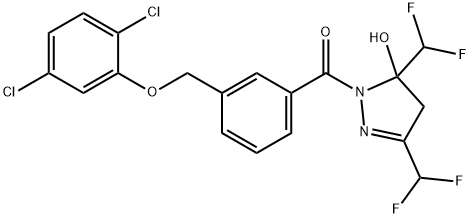 1-{3-[(2,5-dichlorophenoxy)methyl]benzoyl}-3,5-bis(difluoromethyl)-4,5-dihydro-1H-pyrazol-5-ol Structure