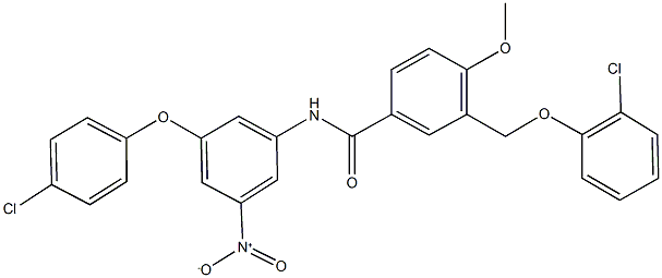 N-{3-(4-chlorophenoxy)-5-nitrophenyl}-3-[(2-chlorophenoxy)methyl]-4-methoxybenzamide 구조식 이미지