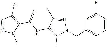 4-chloro-N-[1-(3-fluorobenzyl)-3,5-dimethyl-1H-pyrazol-4-yl]-1-methyl-1H-pyrazole-5-carboxamide Structure