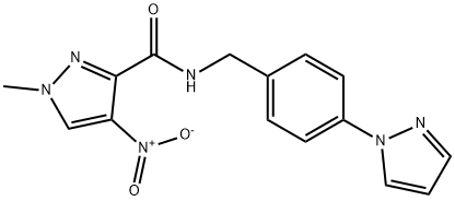 4-nitro-1-methyl-N-[4-(1H-pyrazol-1-yl)benzyl]-1H-pyrazole-3-carboxamide Structure