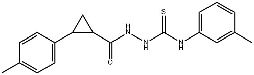 N-(3-methylphenyl)-2-{[2-(4-methylphenyl)cyclopropyl]carbonyl}hydrazinecarbothioamide 구조식 이미지