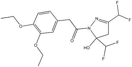 1-[(3,4-diethoxyphenyl)acetyl]-3,5-bis(difluoromethyl)-4,5-dihydro-1H-pyrazol-5-ol Structure