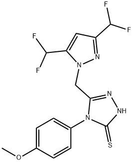 5-{[3,5-bis(difluoromethyl)-1H-pyrazol-1-yl]methyl}-4-(4-methoxyphenyl)-4H-1,2,4-triazole-3-thiol Structure