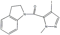 1-[(4-iodo-1-methyl-1H-pyrazol-5-yl)carbonyl]indoline Structure