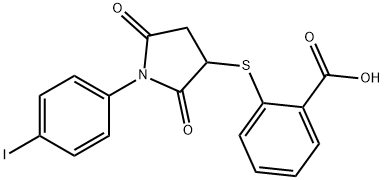 2-{[1-(4-iodophenyl)-2,5-dioxo-3-pyrrolidinyl]sulfanyl}benzoic acid 구조식 이미지
