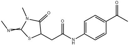 N-(4-acetylphenyl)-2-[3-methyl-2-(methylimino)-4-oxo-1,3-thiazolidin-5-yl]acetamide Structure