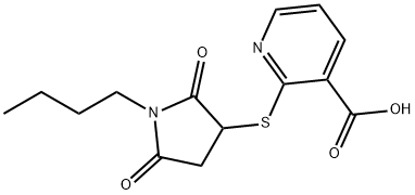 2-[(1-butyl-2,5-dioxo-3-pyrrolidinyl)sulfanyl]nicotinic acid Structure