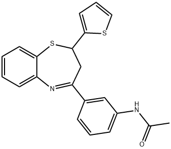 N-{3-[2-(2-thienyl)-2,3-dihydro-1,5-benzothiazepin-4-yl]phenyl}acetamide 구조식 이미지