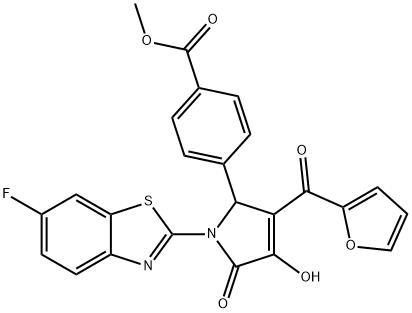 methyl 4-[1-(6-fluoro-1,3-benzothiazol-2-yl)-3-(2-furoyl)-4-hydroxy-5-oxo-2,5-dihydro-1H-pyrrol-2-yl]benzoate Structure