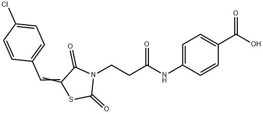 4-({3-[5-(4-chlorobenzylidene)-2,4-dioxo-1,3-thiazolidin-3-yl]propanoyl}amino)benzoic acid 구조식 이미지