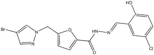 5-[(4-bromo-1H-pyrazol-1-yl)methyl]-N'-(5-chloro-2-hydroxybenzylidene)-2-furohydrazide 구조식 이미지