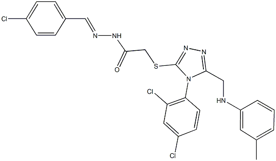 N'-(4-chlorobenzylidene)-2-{[4-(2,4-dichlorophenyl)-5-(3-toluidinomethyl)-4H-1,2,4-triazol-3-yl]sulfanyl}acetohydrazide 구조식 이미지