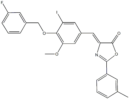 4-{4-[(3-fluorobenzyl)oxy]-3-iodo-5-methoxybenzylidene}-2-(3-methylphenyl)-1,3-oxazol-5(4H)-one Structure