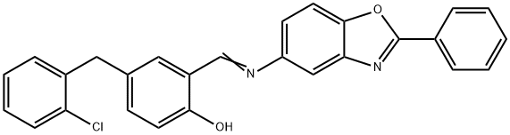 4-(2-chlorobenzyl)-2-{[(2-phenyl-1,3-benzoxazol-5-yl)imino]methyl}phenol 구조식 이미지