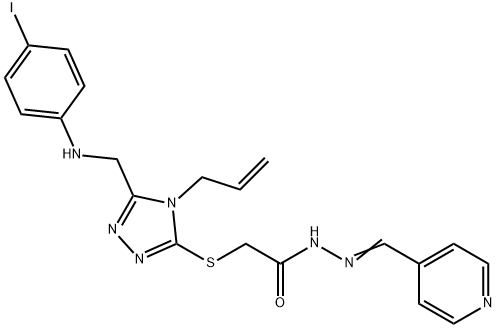 2-({4-allyl-5-[(4-iodoanilino)methyl]-4H-1,2,4-triazol-3-yl}sulfanyl)-N'-(4-pyridinylmethylene)acetohydrazide Structure