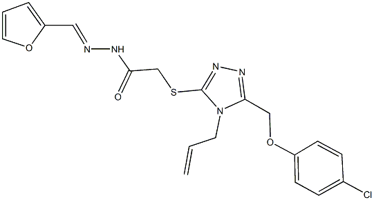 2-({4-allyl-5-[(4-chlorophenoxy)methyl]-4H-1,2,4-triazol-3-yl}sulfanyl)-N'-(2-furylmethylene)acetohydrazide 구조식 이미지