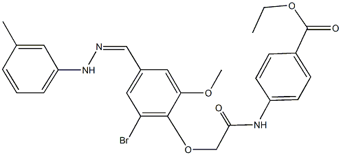 ethyl 4-[({2-bromo-6-methoxy-4-[2-(3-methylphenyl)carbohydrazonoyl]phenoxy}acetyl)amino]benzoate 구조식 이미지