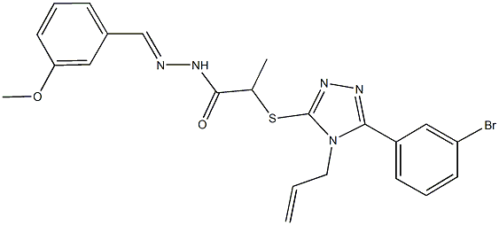 2-{[4-allyl-5-(3-bromophenyl)-4H-1,2,4-triazol-3-yl]sulfanyl}-N'-(3-methoxybenzylidene)propanohydrazide 구조식 이미지