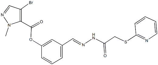 3-{2-[(2-pyridinylsulfanyl)acetyl]carbohydrazonoyl}phenyl 4-bromo-1-methyl-1H-pyrazole-5-carboxylate 구조식 이미지