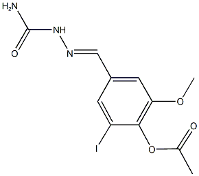 4-[2-(aminocarbonyl)carbohydrazonoyl]-2-iodo-6-methoxyphenyl acetate Structure