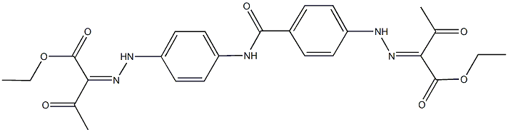 ethyl 2-({4-[(4-{2-[1-(ethoxycarbonyl)-2-oxopropylidene]hydrazino}anilino)carbonyl]phenyl}hydrazono)-3-oxobutanoate 구조식 이미지