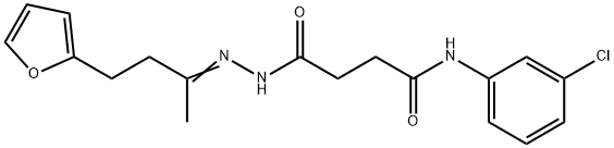 N-(3-chlorophenyl)-4-{2-[3-(2-furyl)-1-methylpropylidene]hydrazino}-4-oxobutanamide 구조식 이미지