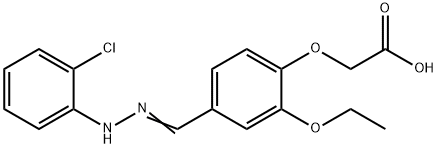 {4-[2-(2-chlorophenyl)carbohydrazonoyl]-2-ethoxyphenoxy}acetic acid 구조식 이미지