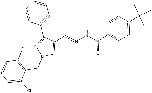 4-tert-butyl-N'-{[1-(2-chloro-6-fluorobenzyl)-3-phenyl-1H-pyrazol-4-yl]methylene}benzohydrazide 구조식 이미지