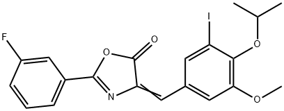 2-(3-fluorophenyl)-4-(3-iodo-4-isopropoxy-5-methoxybenzylidene)-1,3-oxazol-5(4H)-one 구조식 이미지