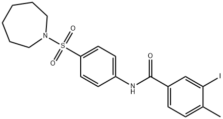 N-[4-(1-azepanylsulfonyl)phenyl]-3-iodo-4-methylbenzamide 구조식 이미지