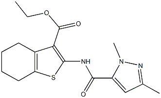 ethyl 2-{[(1,3-dimethyl-1H-pyrazol-5-yl)carbonyl]amino}-4,5,6,7-tetrahydro-1-benzothiophene-3-carboxylate Structure