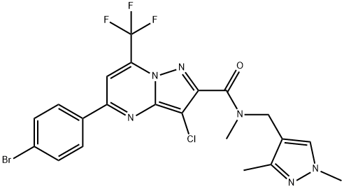 5-(4-bromophenyl)-3-chloro-N-[(1,3-dimethyl-1H-pyrazol-4-yl)methyl]-N-methyl-7-(trifluoromethyl)pyrazolo[1,5-a]pyrimidine-2-carboxamide Structure