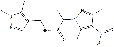 N-[(1,5-dimethyl-1H-pyrazol-4-yl)methyl]-2-{4-nitro-3,5-dimethyl-1H-pyrazol-1-yl}propanamide 구조식 이미지