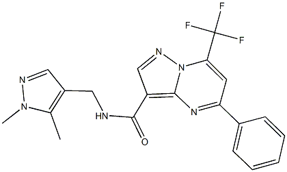 N-[(1,5-dimethyl-1H-pyrazol-4-yl)methyl]-5-phenyl-7-(trifluoromethyl)pyrazolo[1,5-a]pyrimidine-3-carboxamide 구조식 이미지