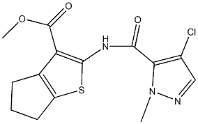 methyl 2-{[(4-chloro-1-methyl-1H-pyrazol-5-yl)carbonyl]amino}-5,6-dihydro-4H-cyclopenta[b]thiophene-3-carboxylate Structure