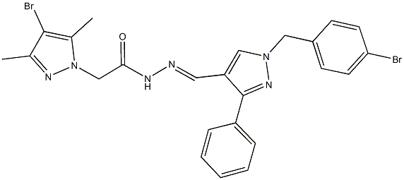 N'-{[1-(4-bromobenzyl)-3-phenyl-1H-pyrazol-4-yl]methylene}-2-(4-bromo-3,5-dimethyl-1H-pyrazol-1-yl)acetohydrazide 구조식 이미지