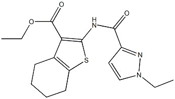 ethyl 2-{[(1-ethyl-1H-pyrazol-3-yl)carbonyl]amino}-4,5,6,7-tetrahydro-1-benzothiophene-3-carboxylate 구조식 이미지