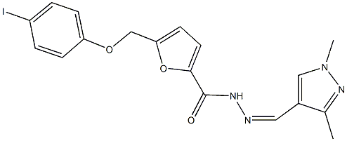 N'-[(1,3-dimethyl-1H-pyrazol-4-yl)methylene]-5-[(4-iodophenoxy)methyl]-2-furohydrazide 구조식 이미지